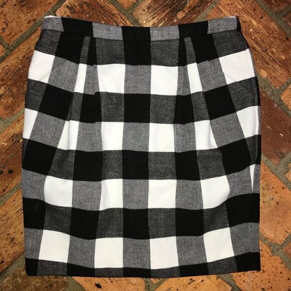 She Said Buffalo Check Plaid Wool Pencil Skirt - Picture 1 of 7